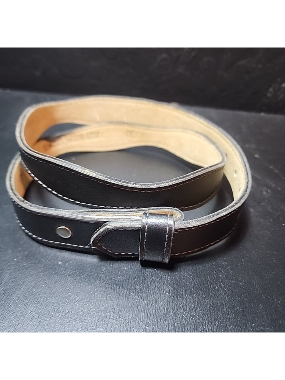 Fort Worth Leather Black Belt Women's Sz 30 Scalloped NO BUCKLE